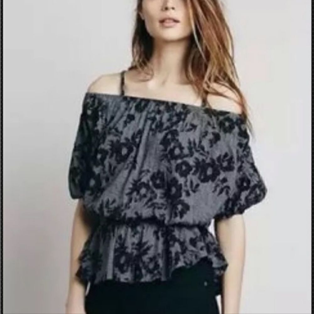 Free People Floral Off the Shoulder Blouse